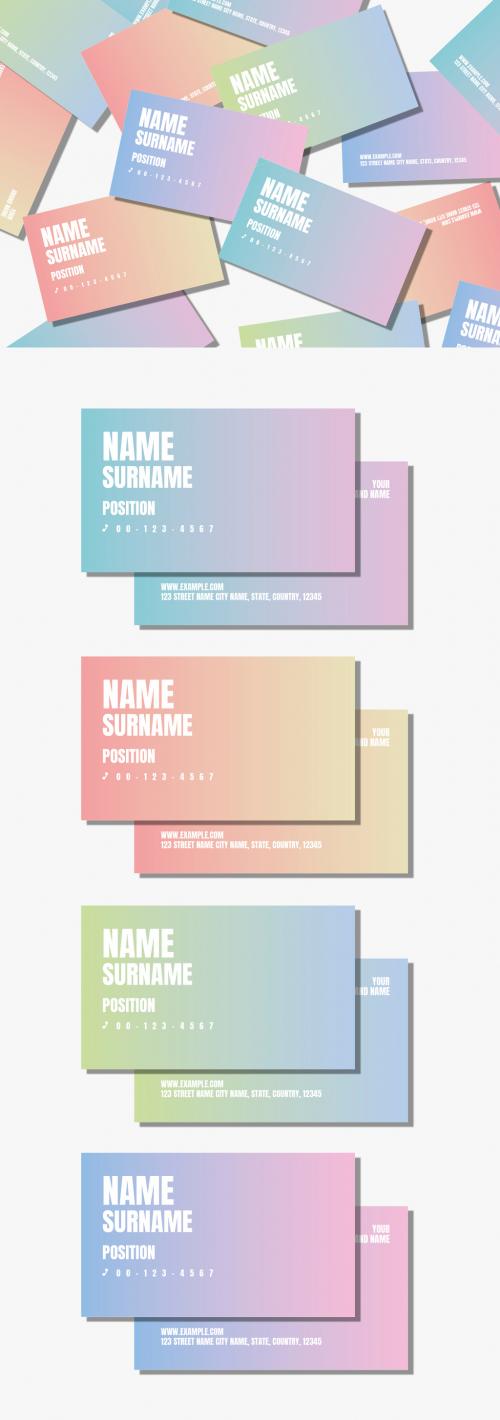 Gradient Typographic Business Card Layouts - 256683074