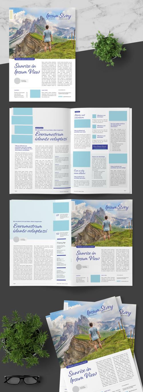 Business Newsletter with Blue Accents - 256683466