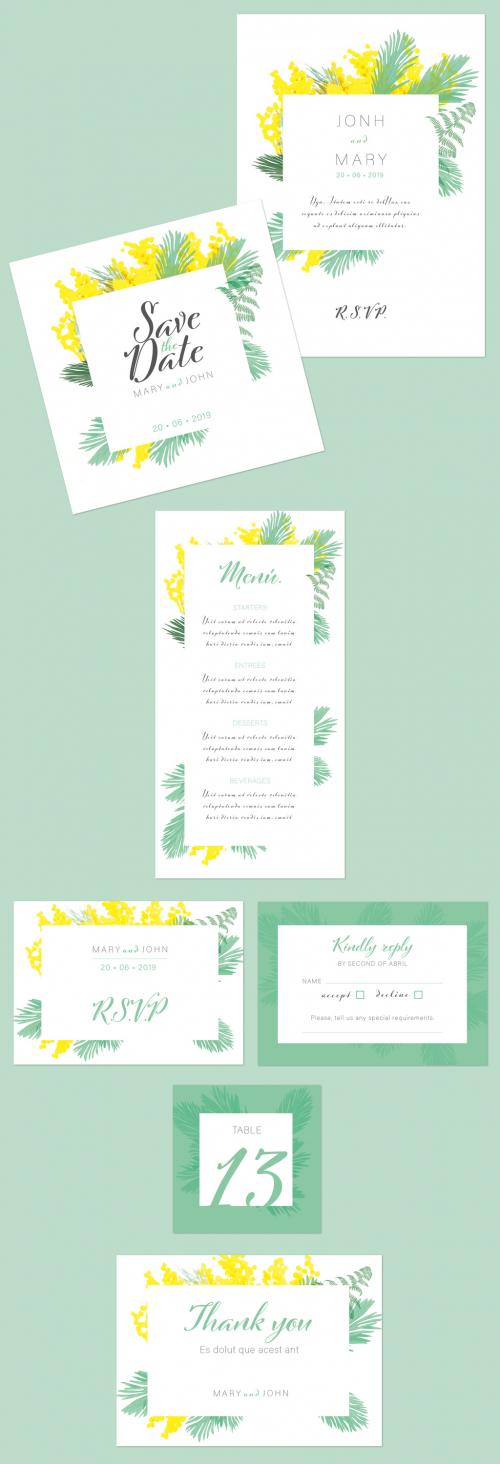 Wedding Suite with Green and Yellow Floral Accents - 257490793