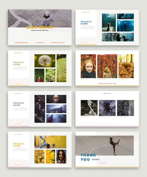 Portfolio Presentation Layout with Colorful Accents - 257516893