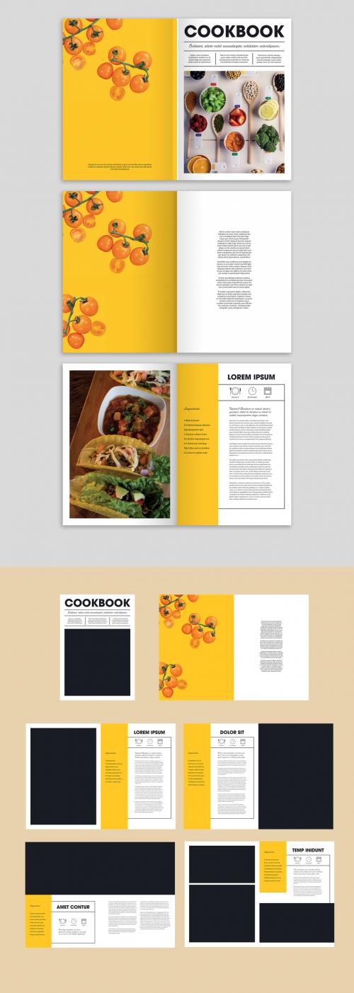 Cookbook Layout with Yellow Accents - 257715536