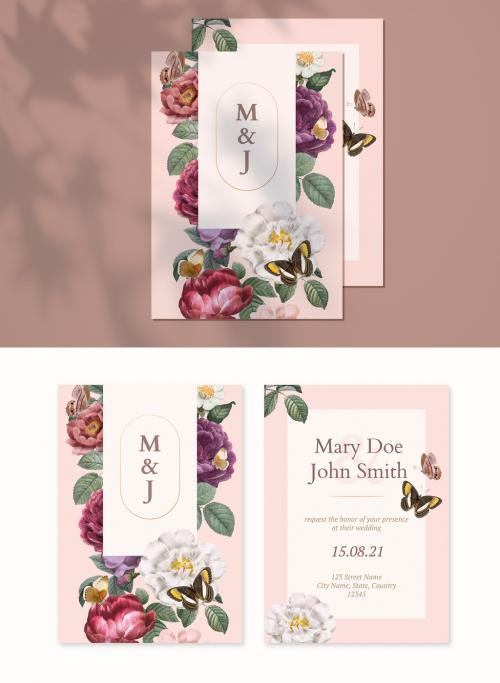 Floral Wedding Invitation Card - 258138190