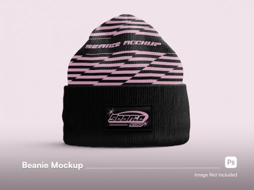 Creative Modern Front View Knitted Beanie Isolated Mockup