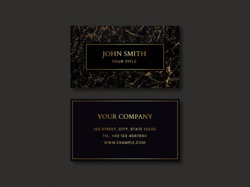 Business Card Layout with Gold Elements - 259028033