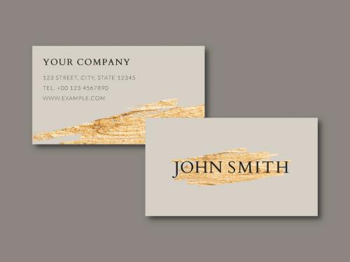 Business Card Layout with Gold Elements - 259028057