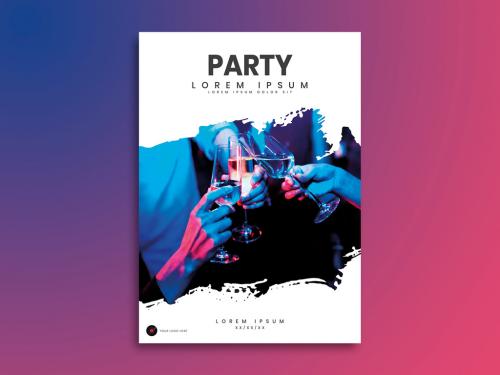 Party Flyer Layout with Paint Stroke Photo Placeholder - 259028081