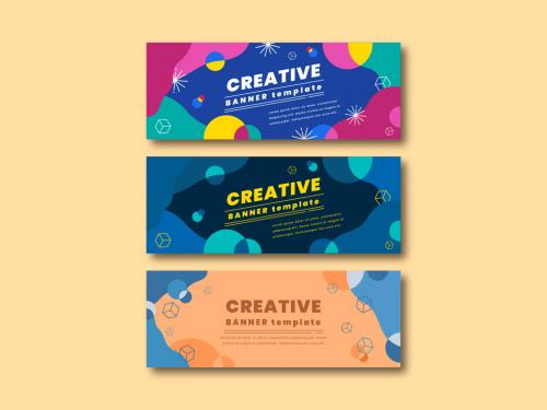 Web Banner Layouts with Geometric Elements - 259028095