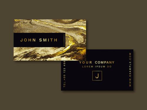 Business Card Layout with Gold Elements - 259028112