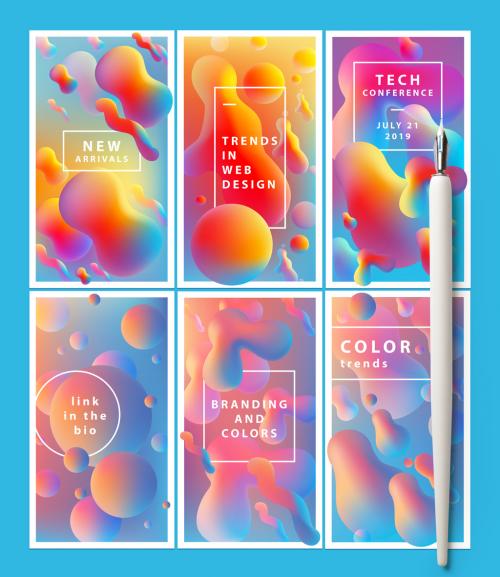 Social Media Layouts with Colorful Liquid Gradients - 259168415