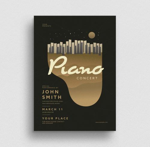 Gold Piano Concert Flyer Layout - 259186800