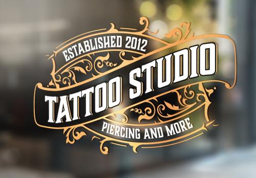 Vintage Tattoo Logo with Gold Elements - 259202025