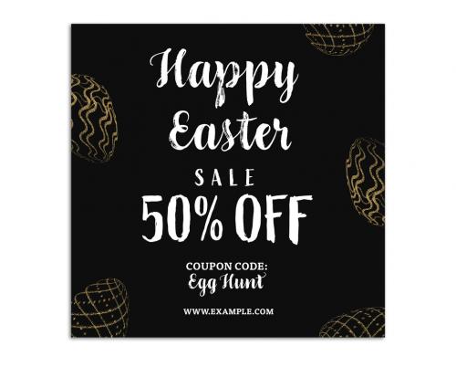 Happy Easter Sale Banner Layout with Gold Glitter Eggs - 259209260