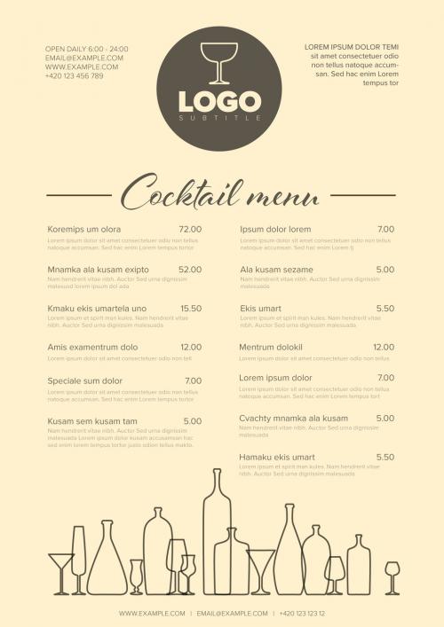 Minimalist Cocktail Menu Layout with Bottle Icons - 259399803