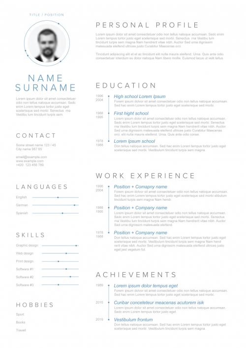 Minimalist Resume Layout with Slate Blue Accents - 259399818