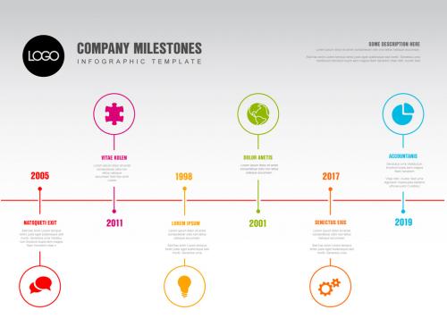 Colorful Thin Timeline Layout with Icons - 259399830