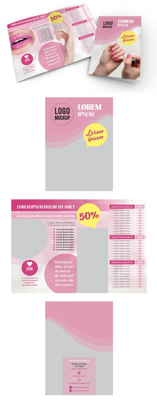 Beauty Center Brochure Layout with Pink Accents - 259579662