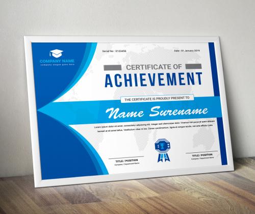 Blue Certificate of Achievement Layout - 259623661