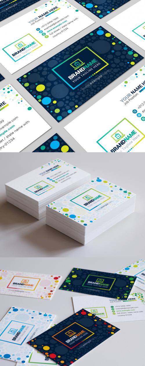 Business Card Layout With Colorful Circles - 259623719