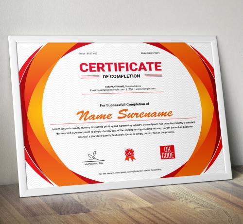 Horizontal Red and Orange Certificate of Completion Layout - 259626927