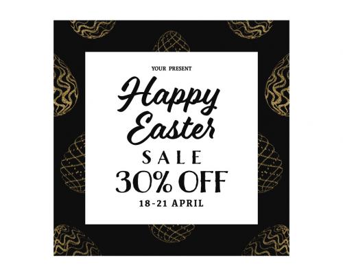 Easter Sale Banner with Gold Patterned Eggs - 259640489