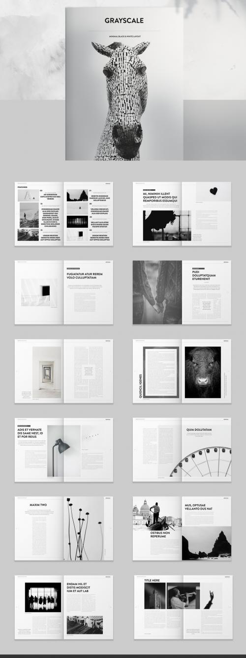 Brochure Layout with Black and White Accents - 259778918