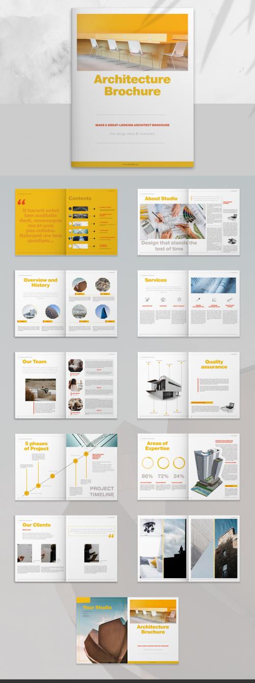 Architecture Brochure Layout with Yellow Accents - 259778924