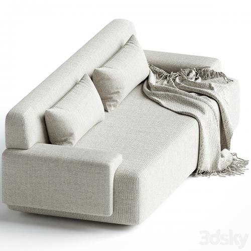 Popus Editions Lena 3 Seater Sofa in Egg Shell Off-White Como Velvet Fabric