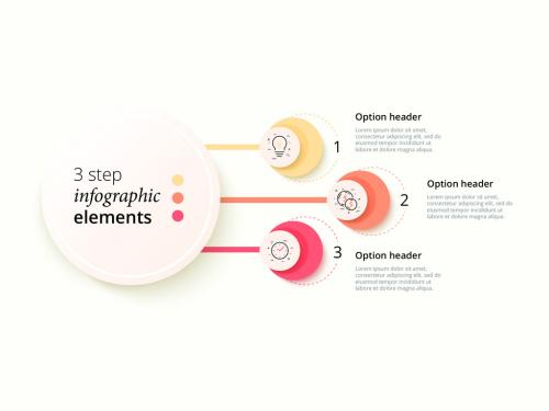 3 Step Infographic with Red, Yellow, and Orange Accents - 259809095