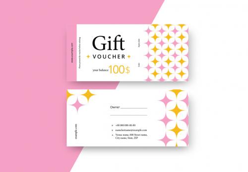 Abstract Gift Voucher with Pink and Yellow Elements - 259809223