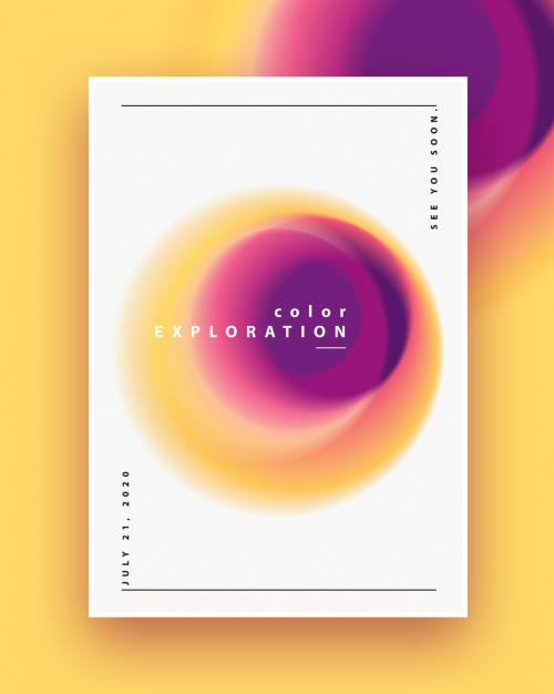 Abstract Poster Layout with Pink and Yellow Gradient Blurred Circle - 259809230