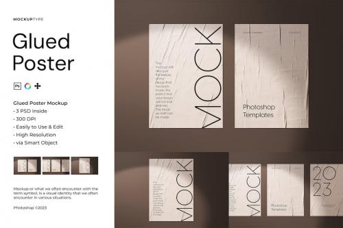 Glued Poster Mockup