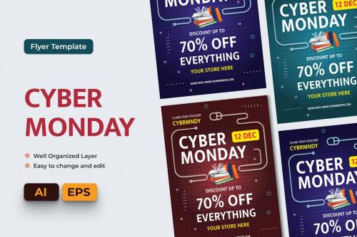 Cybermonday Book Sales Flyer Ai &amp; EPS Template