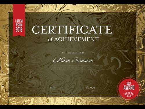 Certificate of Achievement with Golden Marble Background - 260538908