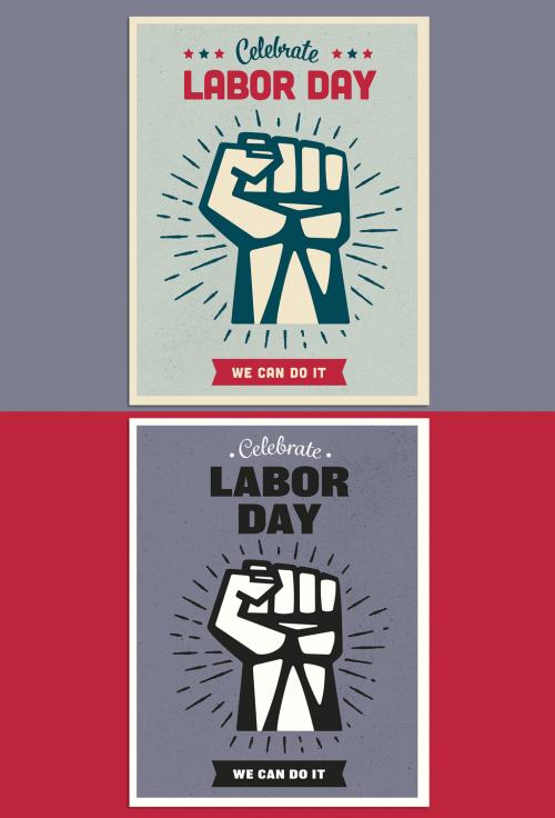 Labor Day Poster Layout with Clenched Fist Illustration - 260559746