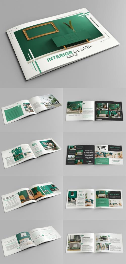 Interior Brochure Layout with Green Accents - 260582914