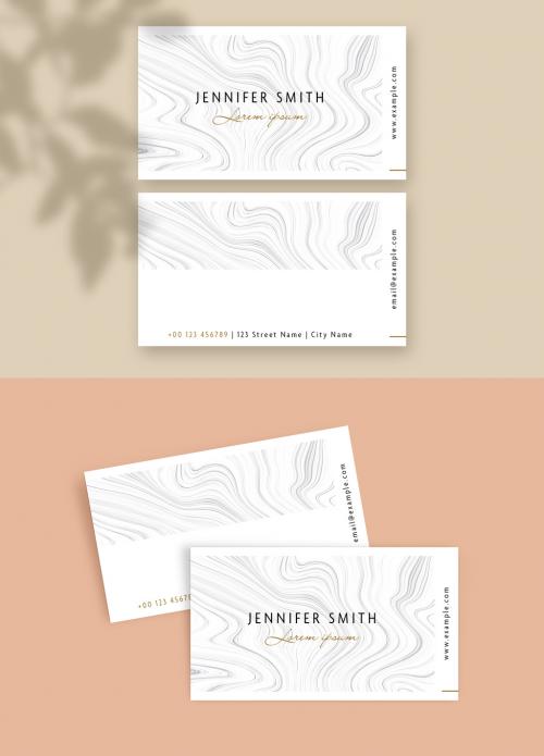 Business Card with Grey Marble Wave Accents - 260593142