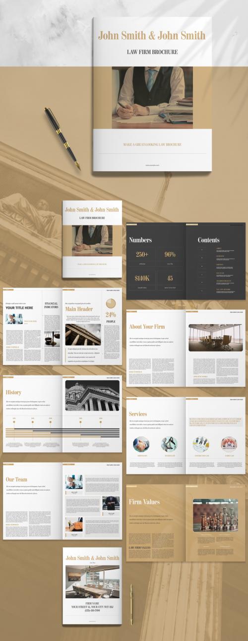 Law Firm Booklet Layout with Brown Accents - 260785595