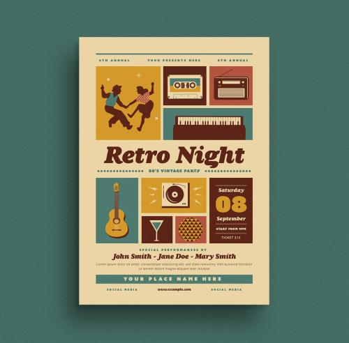 Retro Night Flyer Layout - 260799465