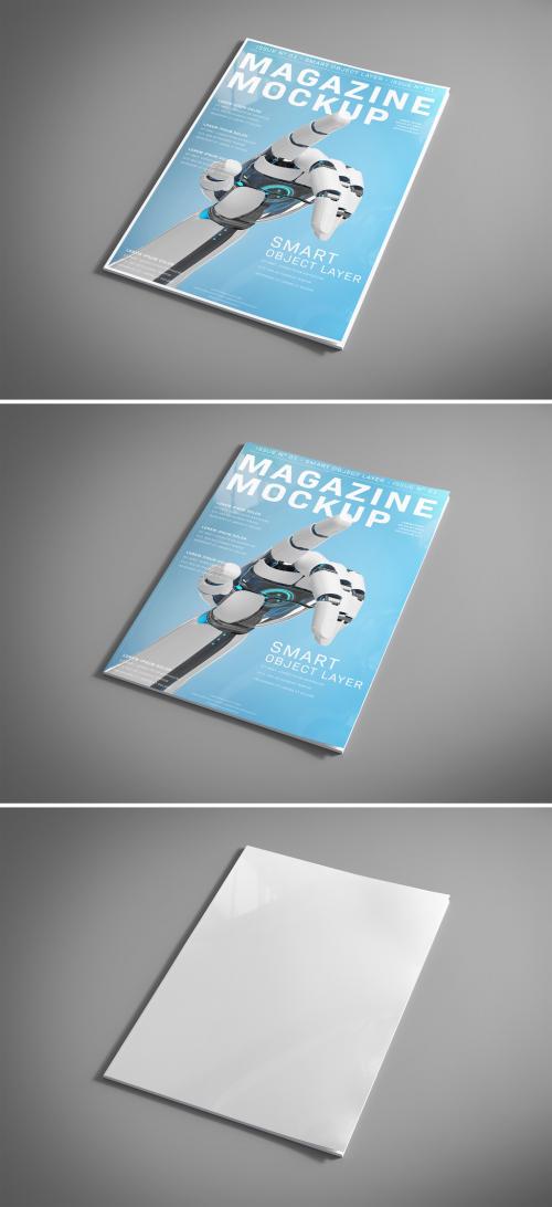 Magazine Cover on Grey Mockup - 261067812