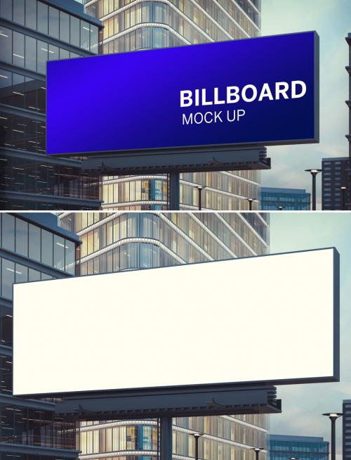 Large Horizontal Billboard in a City Mockup - 261101269