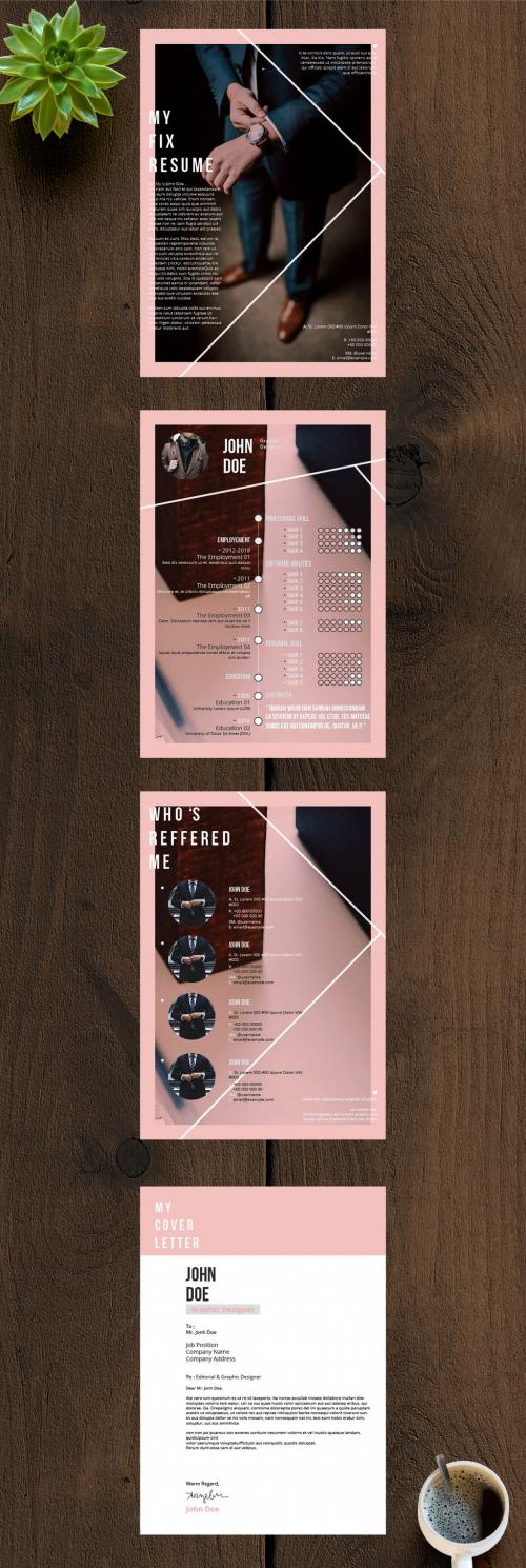 Resume Layout With Pink Accents - 261117525