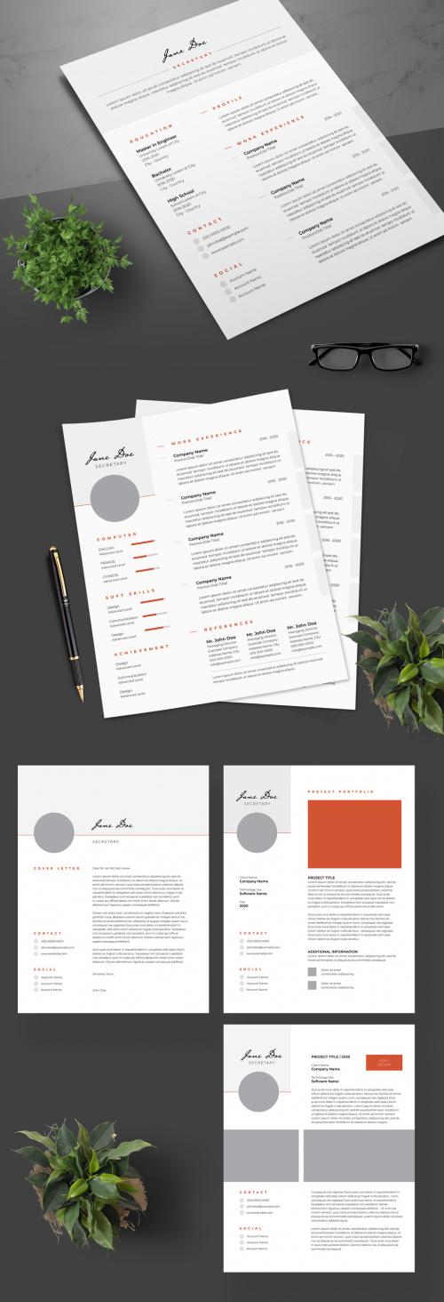 Resume Layout with Red Accents - 261131208