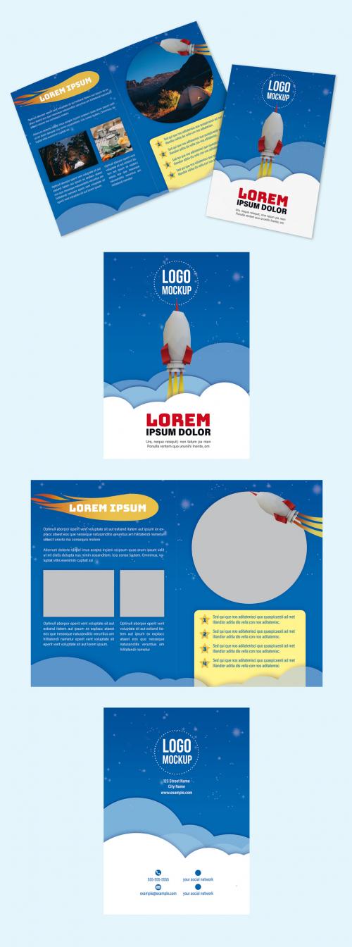 Brochure with Space and Rocket Illustrations - 261316100