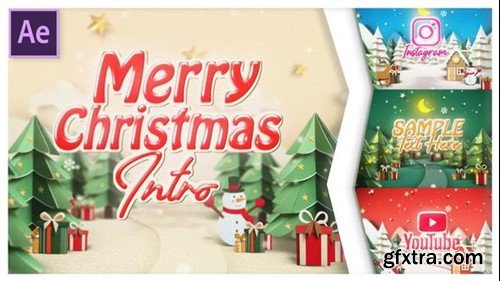 Videohive Merry Christmas Popup Papercut intro 49264788