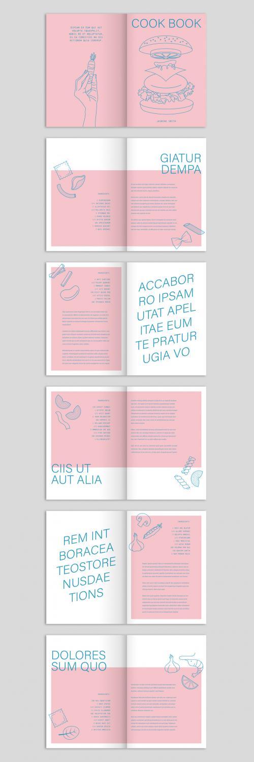 Pink and White Food-Themed Book with Blue Accents - 262051462