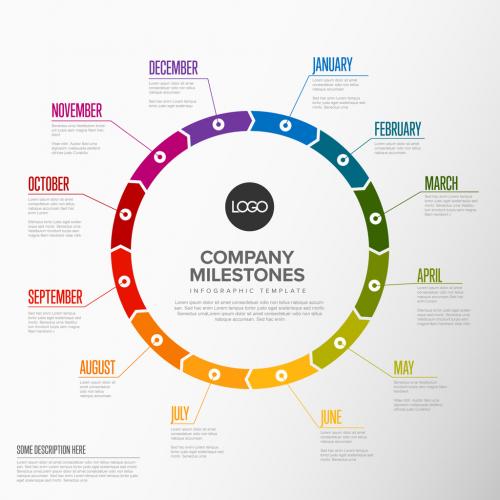 Full Year Rainbow Circular Timeline Layout - 262100629