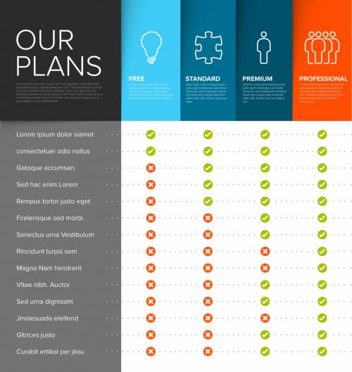 4 Products Features Chart Layout  - 262100650