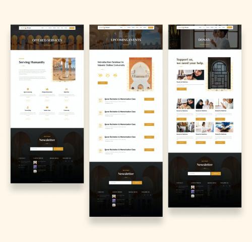 Mosque &amp; Islamic Center Website UI Kit Template