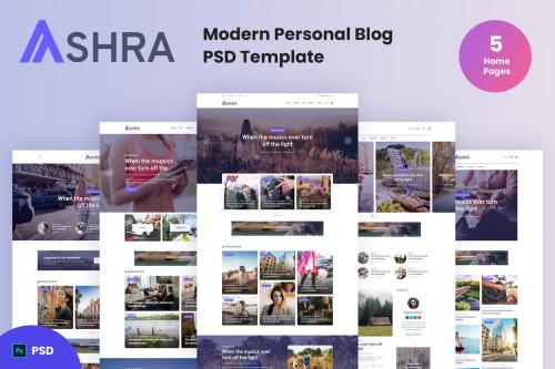 Ashra - Modern Personal Blog Psd Template