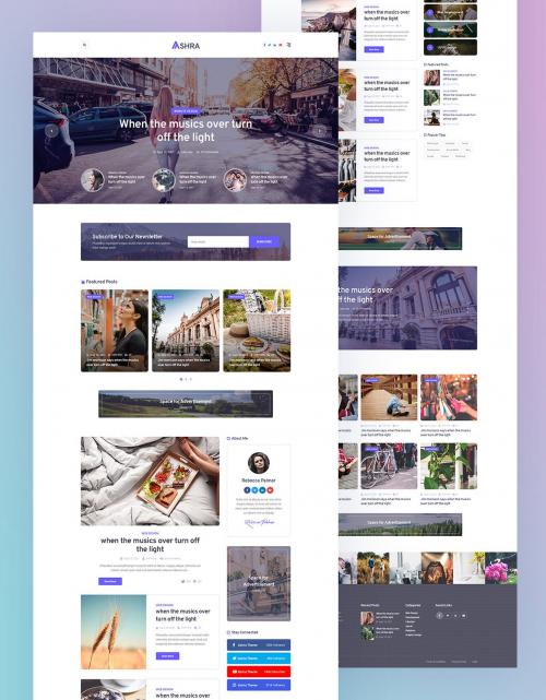 Ashra - Modern Personal Blog Psd Template